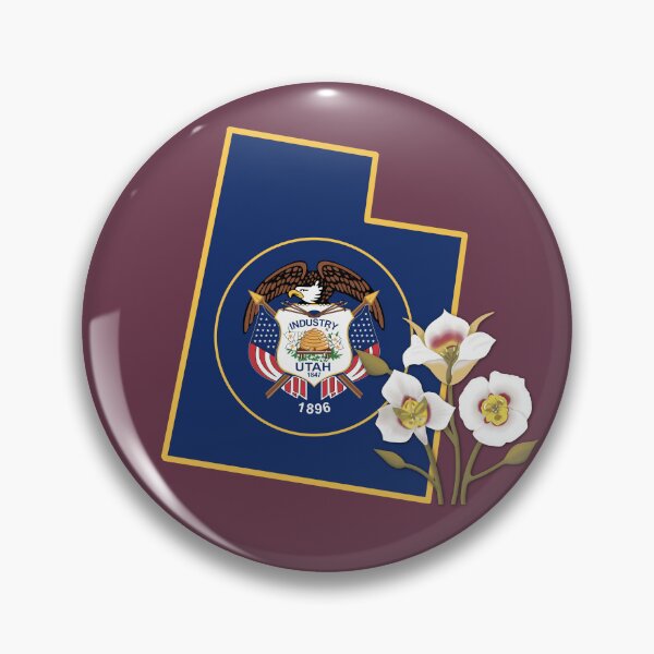 Item preview, State of Utah Flag with State Flower Mesa Lily (Dark Red) designed and sold by Gsallicat.