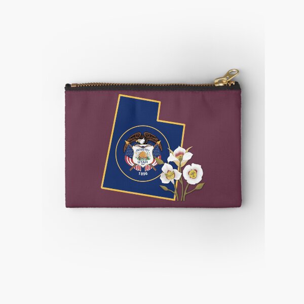 Item preview, State of Utah Flag with State Flower Mesa Lily (Dark Red) designed and sold by Gsallicat.