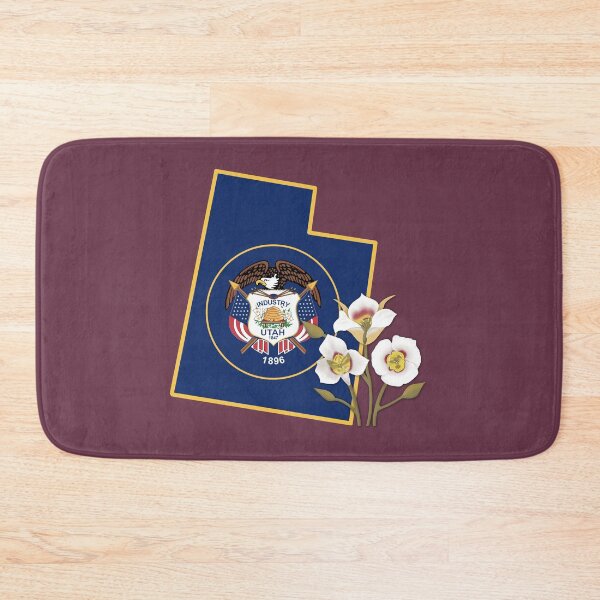 Item preview, State of Utah Flag with State Flower Mesa Lily (Dark Red) designed and sold by Gsallicat.