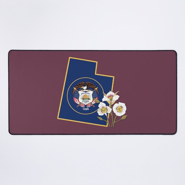 Item preview, State of Utah Flag with State Flower Mesa Lily (Dark Red) designed and sold by Gsallicat.