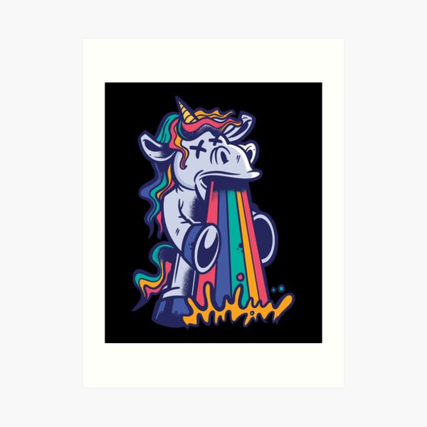 "Unicorn Rainbow Vomit Vomiting Rainbow" Art Print for Sale by