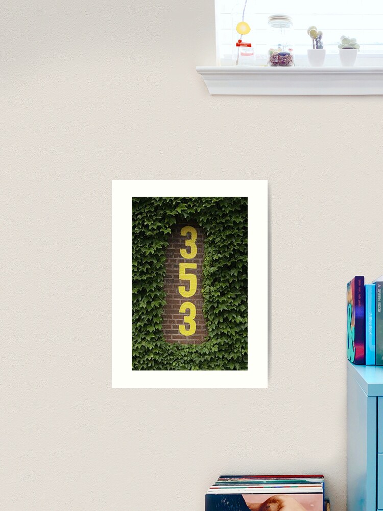 Ivy covered Outfield Wall,Distance marker for Wrigley Field Wall, Left  Field Wall Wrigley, Wrigley Field, 353 feet, Left field foul pole, | Art  Print