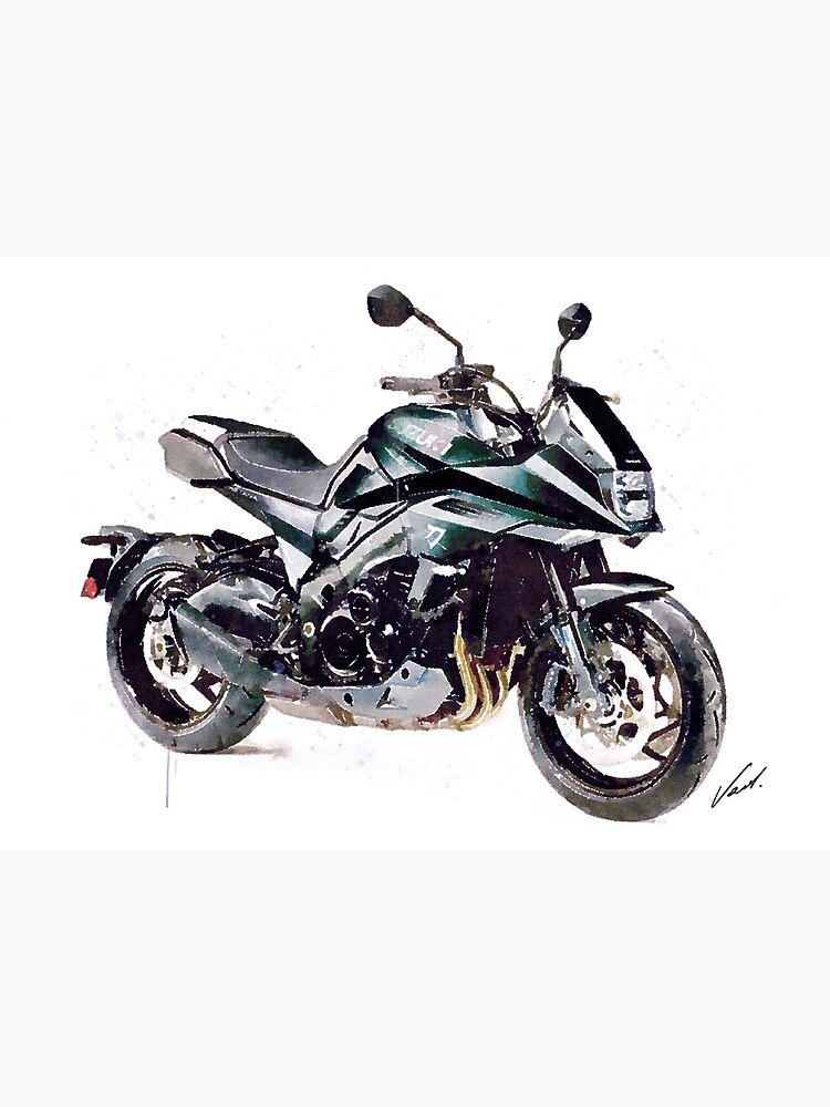 Watercolor Katana Naked Motorcycle Original Artwork By Vart Poster By Vartstudio Redbubble