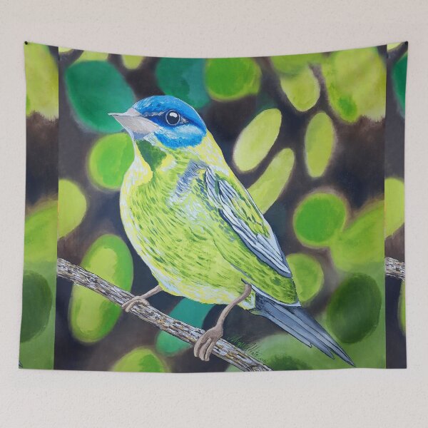Aperçu de l'œuvre Oiseau bleu et vert dans la nature, art de Miguel Matos Official créée et vendue par MiguelMatosArt.