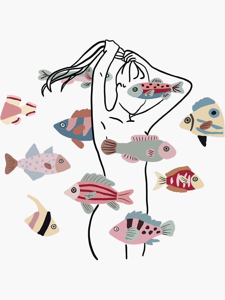 "Minimalist Fish Girl" Sticker for Sale by lolliesonsunday Redbubble