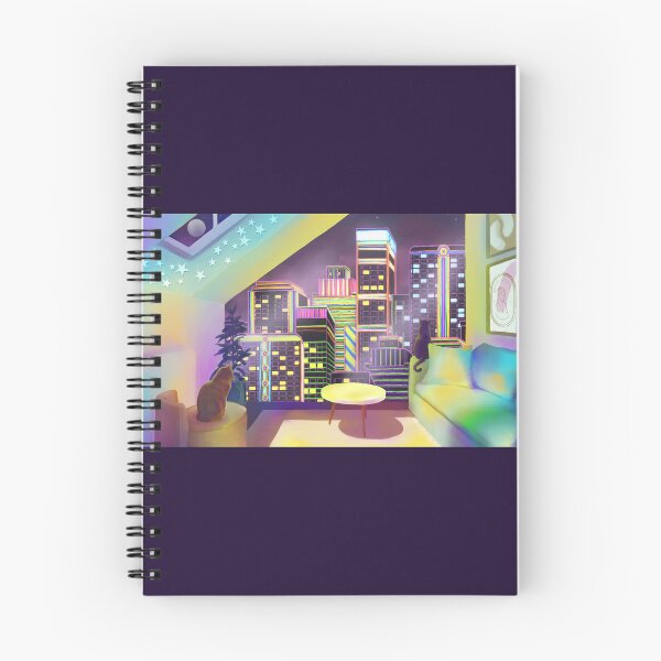 Item preview, LoFi Room with Cats Rainbow City View designed and sold by WitchyLotusArt.