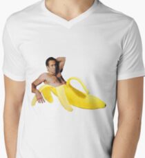 Nicolas Cage In A Banana - Bright Yellow Men's V-Neck T-Shirt