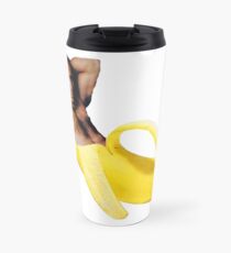 Nicolas Cage In A Banana - Bright Yellow Travel Mug