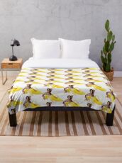 Nicolas Cage In A Banana - Bright Yellow Throw Blanket