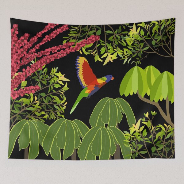 Item preview, Rainbow Lorikeet Botanical on Black designed and sold by Digitaldingo.
