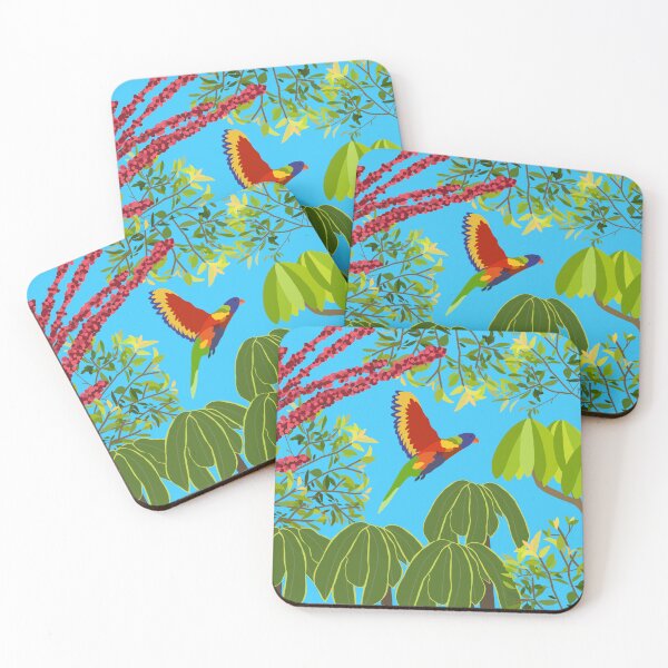 Item preview, Rainbow Lorikeet Botanical on Blue designed and sold by Digitaldingo.