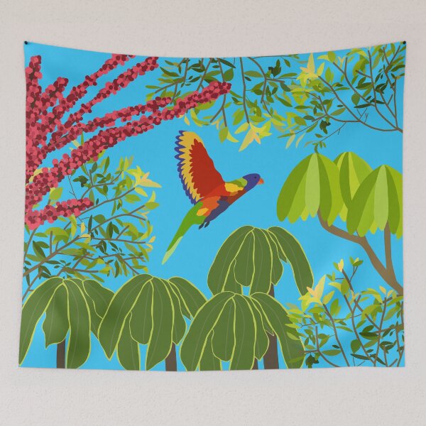 Item preview, Rainbow Lorikeet Botanical on Blue designed and sold by Digitaldingo.