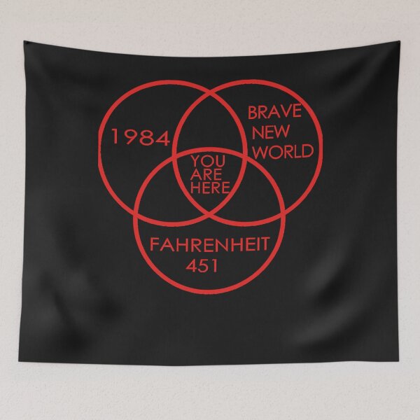 Item preview, 1984 Brave New World Fahrenheit 451 Conspiracy Classic T-Shirt designed and sold by Adaomason.