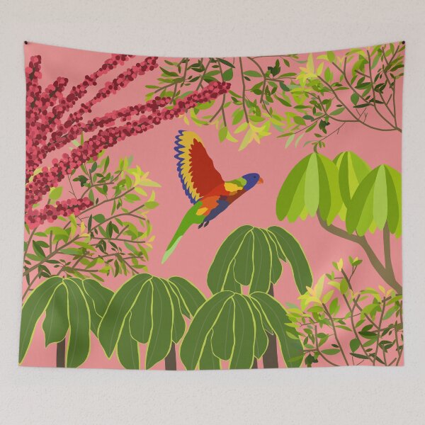 Item preview, Rainbow Lorikeet Botanical on Pink designed and sold by Digitaldingo.
