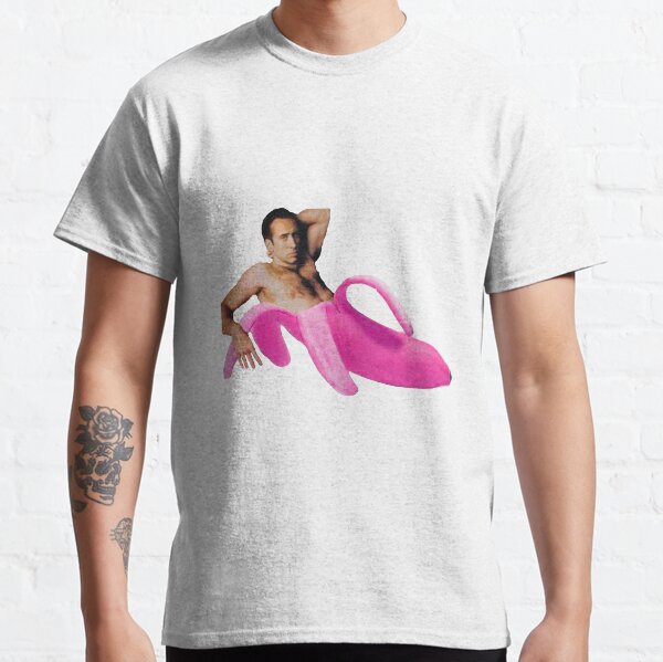 Nicolas Cage In A Banana - Pink Classic T-Shirt