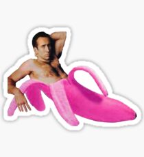 Nicolas Cage In A Banana - Pink Sticker