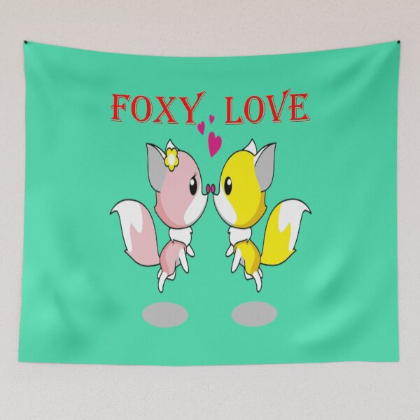 Item preview, Foxy Love - Cartoon Foxes Romantic Couple designed and sold by CheeryDK.