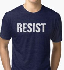 Camiseta de tejido mixto Resistir angustiado contra la política de Trump