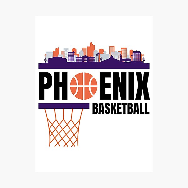 Item preview, Phoenix Basketball White, Purple, and Orange City Skyline Phoenix Basketball Apparel designed and sold by CameronBischoff.
