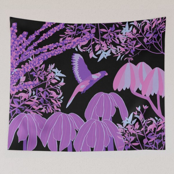 Item preview, Neon Rainbow Lorikeet Botanical on Black designed and sold by Digitaldingo.
