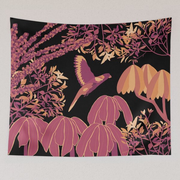 Item preview, Blaze Rainbow Lorikeet Botanical on Black designed and sold by Digitaldingo.