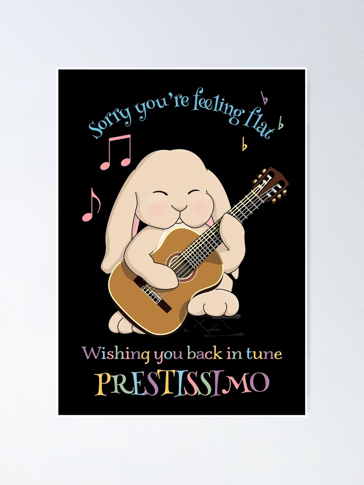 Classical Guitar Get Well Soon Message - Cute Bunny Rabbit Playing  Classical Guitar | Poster