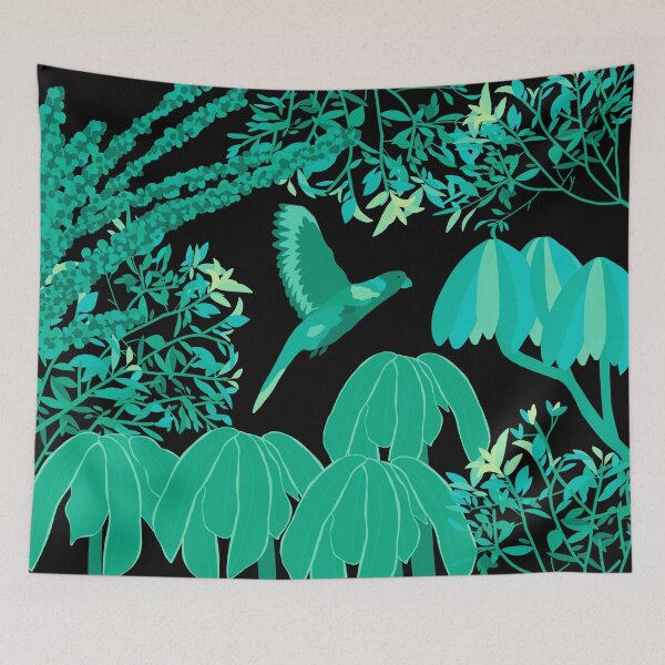 Item preview, Breeze Rainbow Lorikeet Botanical on Black designed and sold by Digitaldingo.