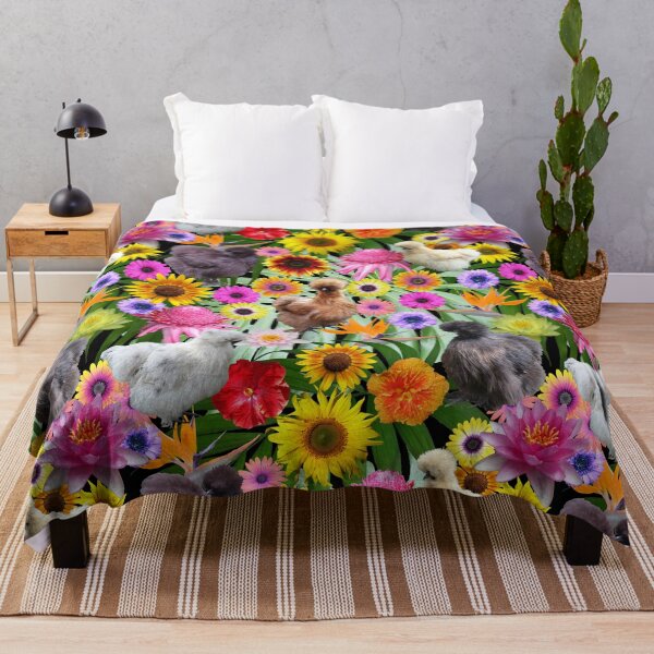 Item preview, Silkie Bantams Tropical Leaves Flowers designed and sold by StandoutSilkies.