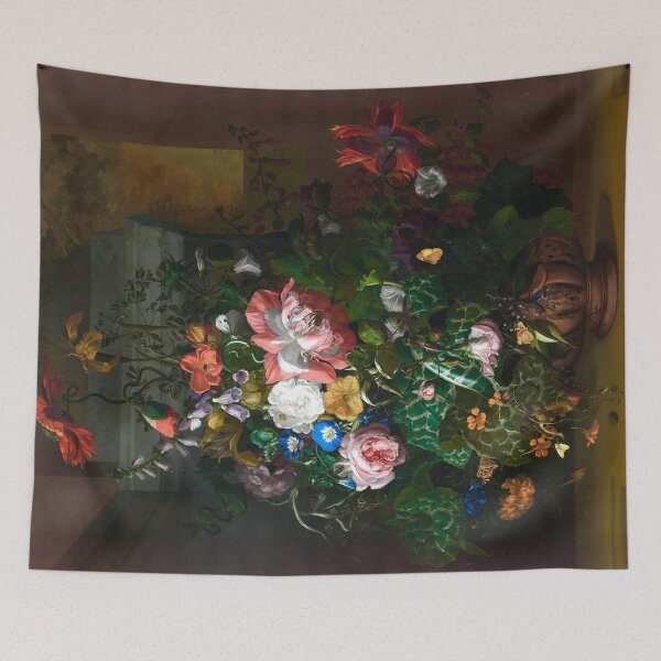 Item preview, Roses, Convolvulus, Poppies, and Other Flowers in an Urn on a Stone Ledge by Rachel Ruysch (digitally enhanced) designed and sold by Amanda1775.