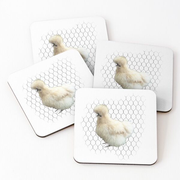 Item preview, Cream Silkie Bantam Hen Chicken Wire Transparent BG designed and sold by StandoutSilkies.