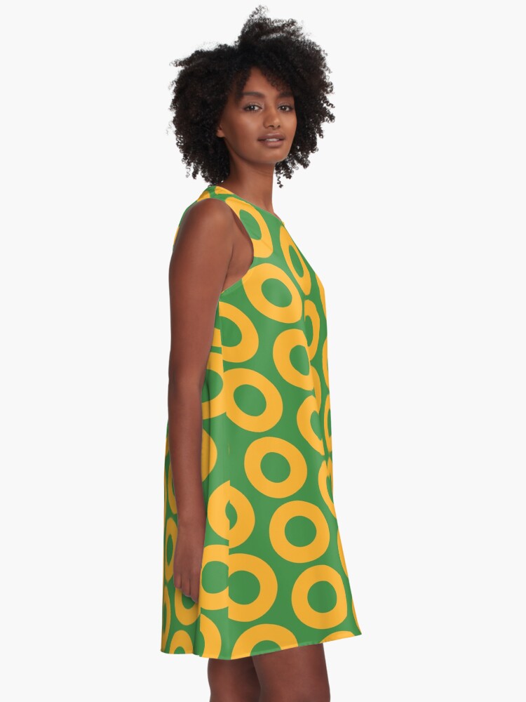 Fishman NYE Donuts yellow green A Line Dress for Sale by Sleepygirl2010 Redbubble