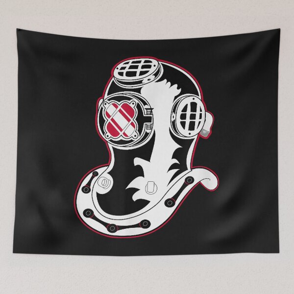 Item preview, Scuba dive Accessories - Retro Dive Helmet flag Scuba Diving designed and sold by AdrienDierckx.