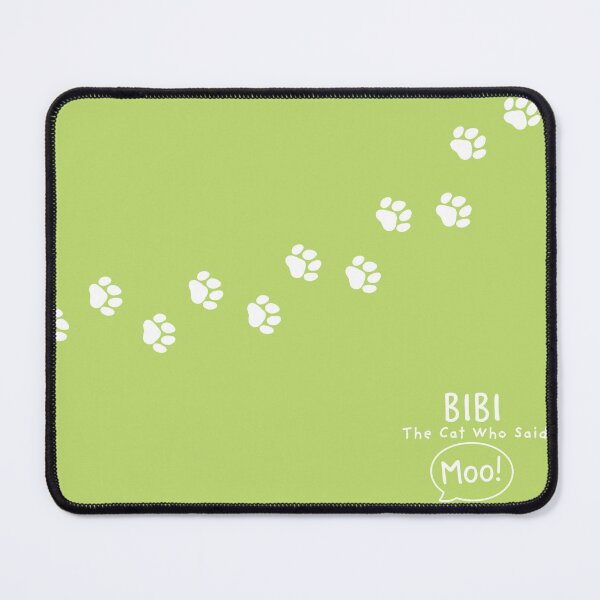 Bibi the cat pawprints on lime green Mouse Pad