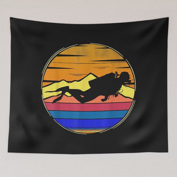 Item preview, Vintage Diving Retro Sunset Funny Scuba Diving Diver designed and sold by AdrienDierckx.