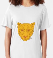 Camiseta ajustada Cougar Mountain Lion Head Mono Line