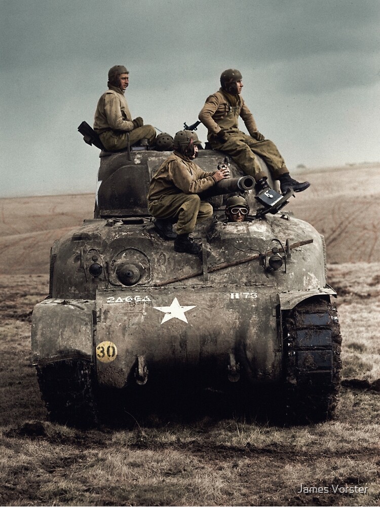 Crew of an M4 Sherman Photographic Print for Sale by James