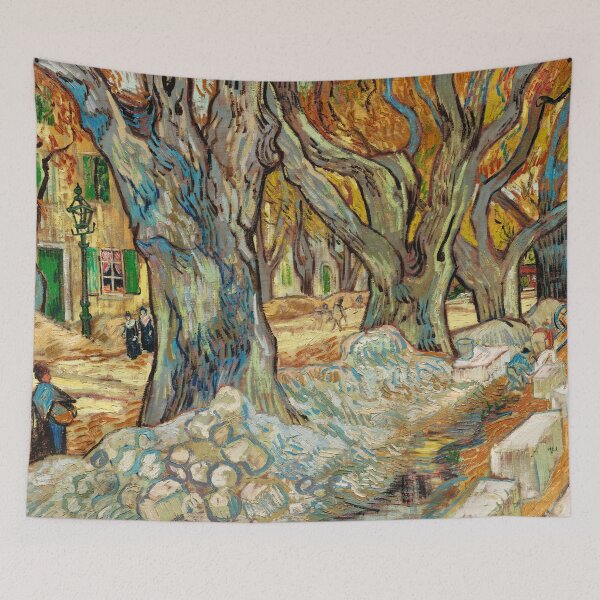 Item preview, Impressionist Painting The Large Plane Trees (Road Menders at Saint-Rémy) (1889) by Vincent Van Gogh designed and sold by Designedbysm.