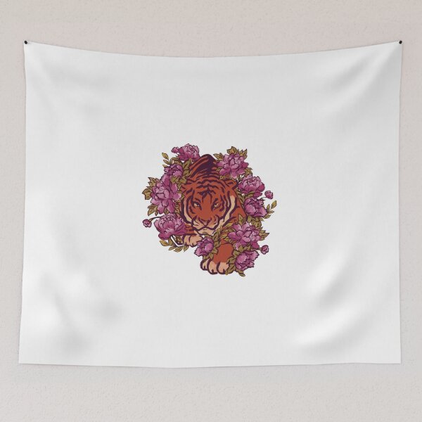 Item preview, Tigers and peonies designed and sold by ArtInPi.