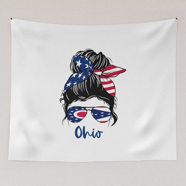 Item preview, Ohio Girl Ohio Flag State Girlfriend messy bun designed and sold by ryanbrian.