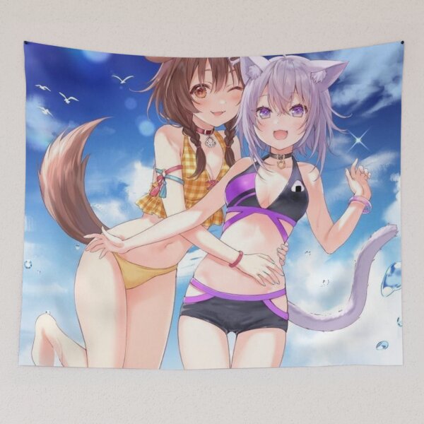 Item preview, Okayu & Korone on a beach  designed and sold by AszaAri.