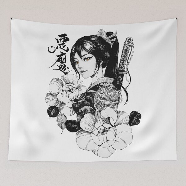 Item preview, Geisha Japanese Samurai Flowers Ornament designed and sold by OWLvision33.