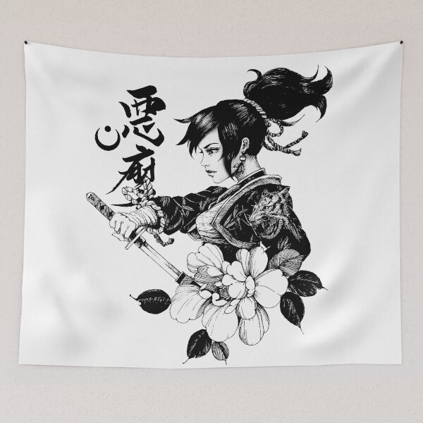 Item preview, Japanese Geisha Samurai Flowers Pattern designed and sold by OWLvision33.