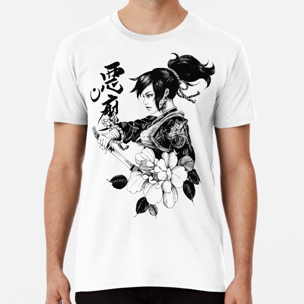 Vista previa del artículo con la obra «Japanese Geisha Samurai Flowers Pattern», diseñado y vendido por OWLvision33.