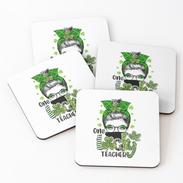 Item preview, One Lucky Teacher Messy Bun Funny St Patrick Day designed and sold by ryanbrian.