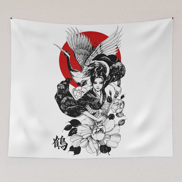 Item preview, Japanese Traditional Crane and Geisha Art designed and sold by OWLvision33.