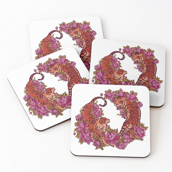 Item preview, Tigers and peonies designed and sold by ArtInPi.