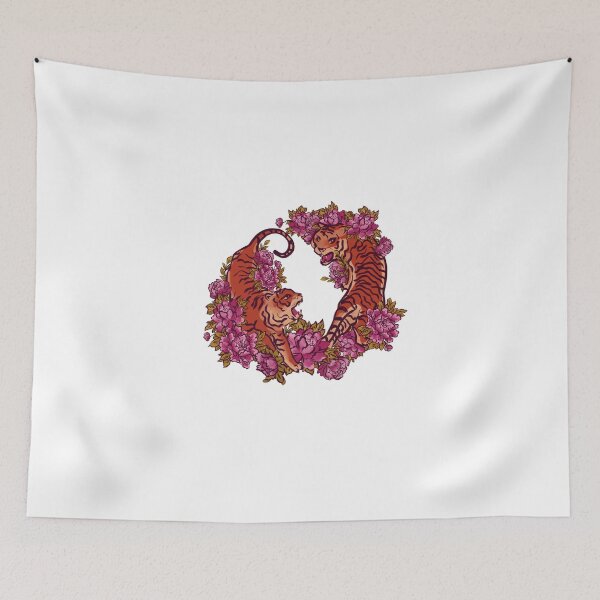 Item preview, Tigers and peonies designed and sold by ArtInPi.