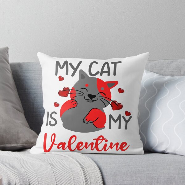 Item preview, My Cat Is My Valentine - cute funny grey and red valentines day cat designed and sold by FunnyCatsFam.