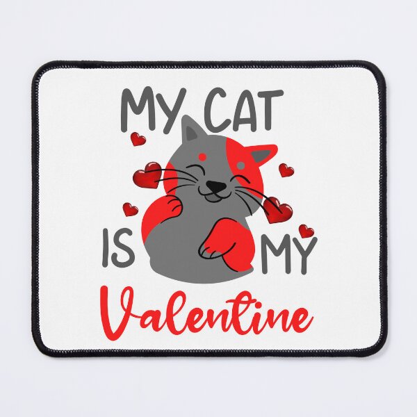 Item preview, My Cat Is My Valentine - cute funny grey and red valentines day cat designed and sold by FunnyCatsFam.