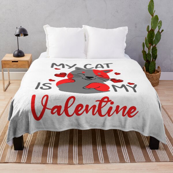 Item preview, My Cat Is My Valentine - cute funny grey and red valentines day cat designed and sold by FunnyCatsFam.